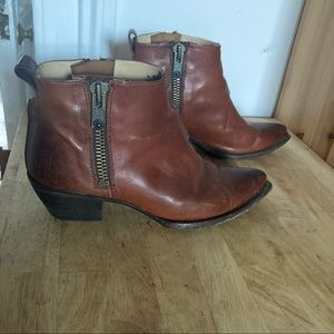 Vintage Frye booties in cognac